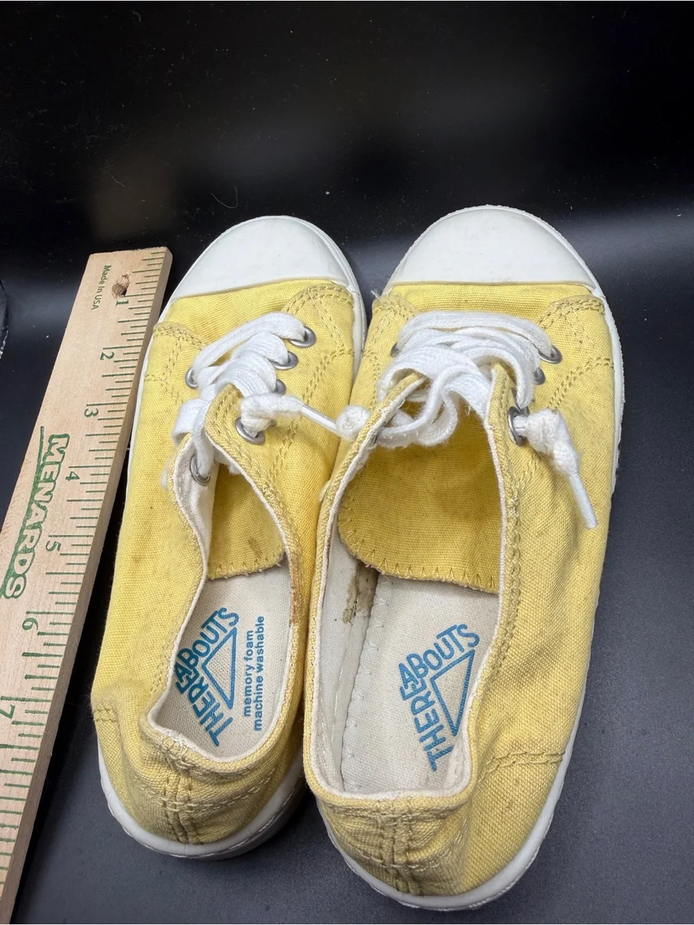 Yellow Canvas Kids Lace-Up Sneakers with White Toe